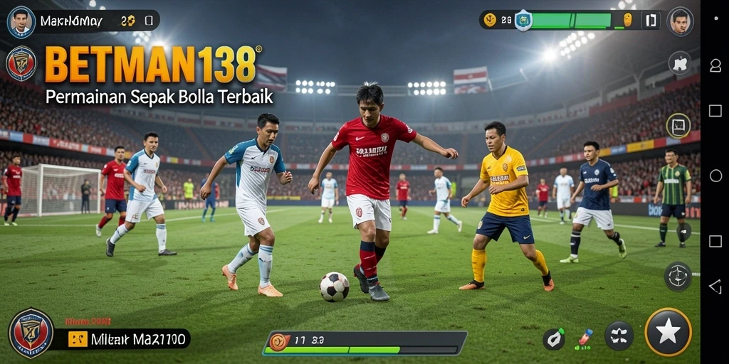 Tangkapan layar permainan BETMAN138 dengan aksi sepak bola yang seru.