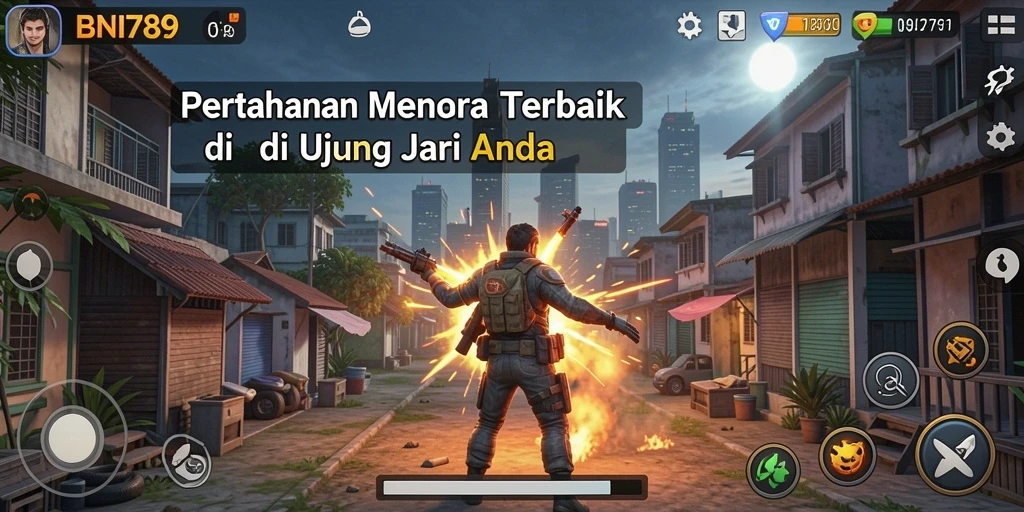 Tampilan gameplay BNI789 yang menarik dan seru di genre Tower Defense.