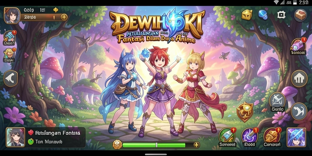 Screenshot gameplay DEWIHOKI yang menampilkan aksi karakter anime.