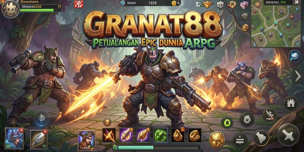 Tampilan gameplay epik di dunia GRANAT88 yang imersif.