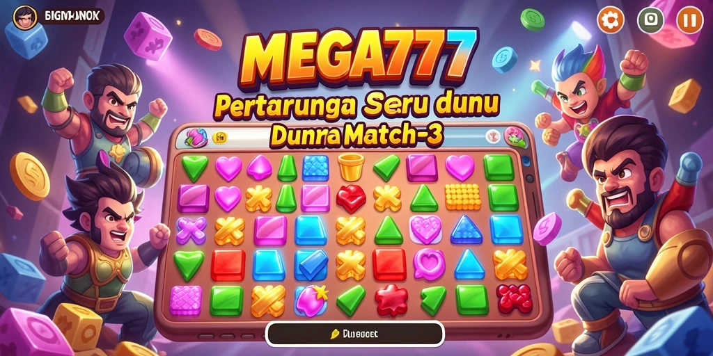 Tampilan menarik dari gameplay Match-3 MEGA777 yang penuh warna.
