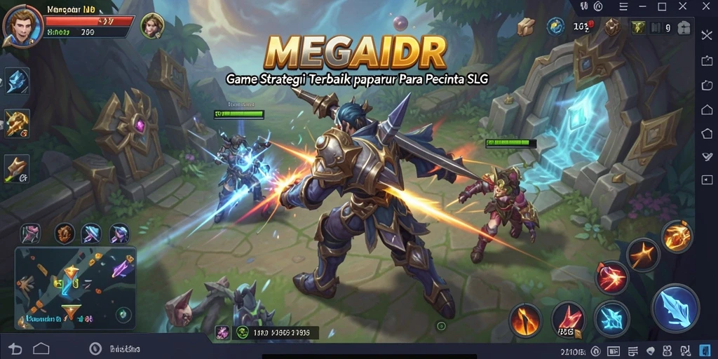 Screenshot utama menampilkan strategi pertempuran yang intens di MEGAIDR.