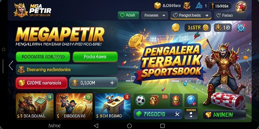 Screenshot gameplay MEGAPETIR menampilkan berbagai pilihan taruhan olahraga.