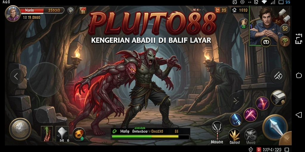 Tampilan gameplay menegangkan dalam PLUTO88 dengan suasana Horror yang mendalam.