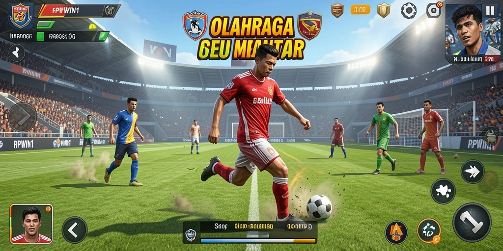 Tampilan gameplay RPWIN1 yang mendebarkan dalam permainan olahraga.