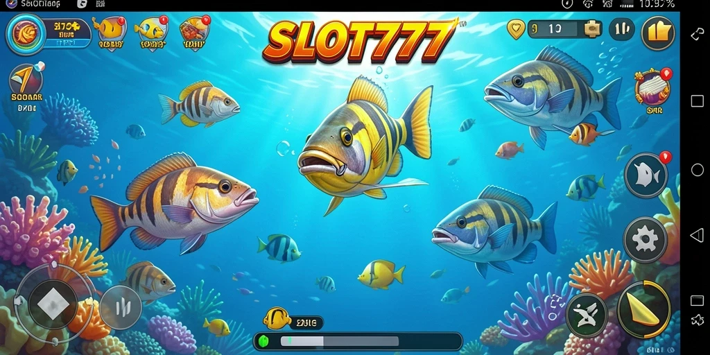 Tampilan gameplay SLOT777 yang menegangkan saat menembak ikan.