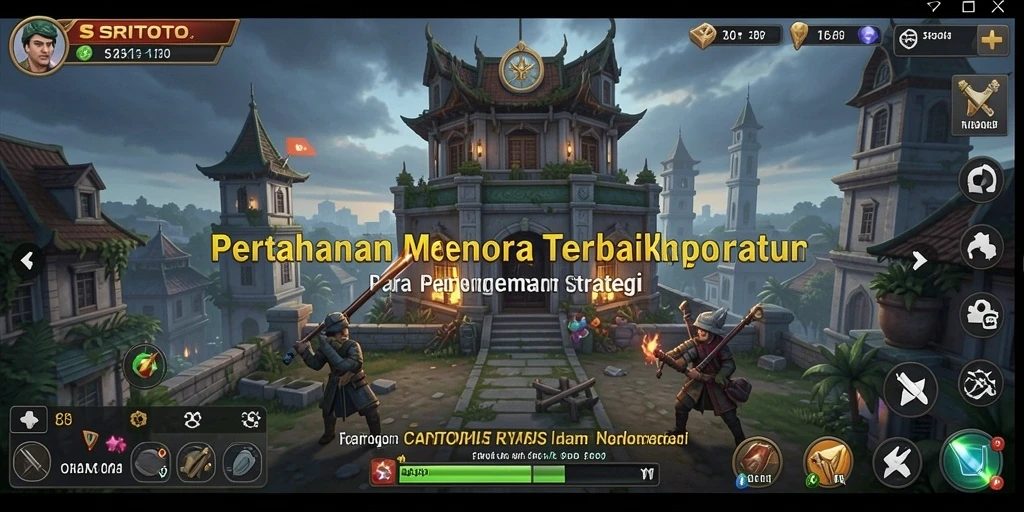 Screenshot SRITOTO menampilkan aksi menara pertahanan dalam pertempuran yang mendebarkan.