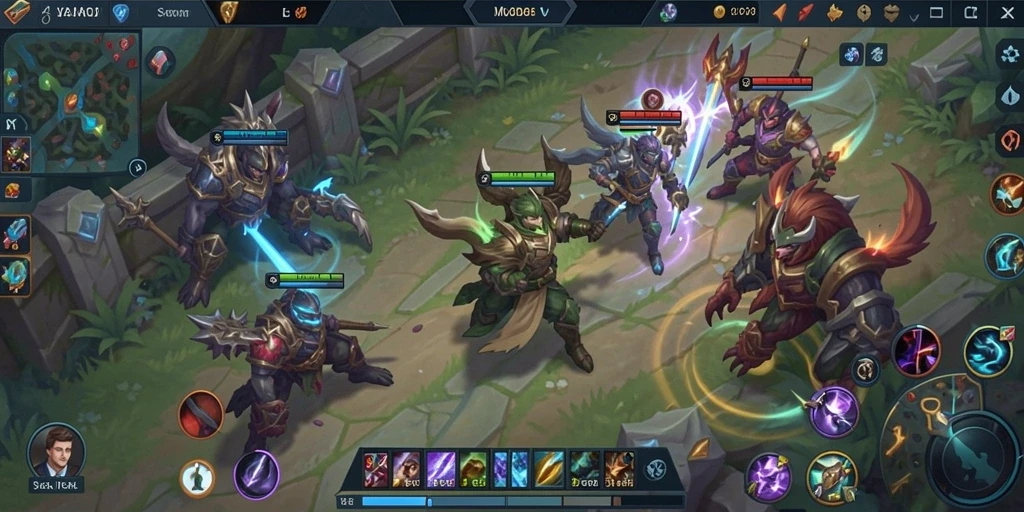 Tampilan gameplay V21 yang menakjubkan dalam pertarungan tim.