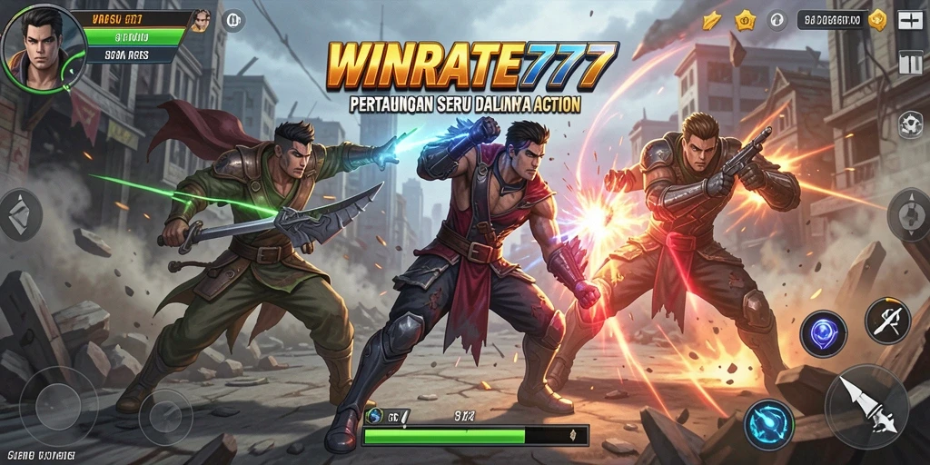 Tampilan aksi mendebarkan dalam gameplay WINRATE777.